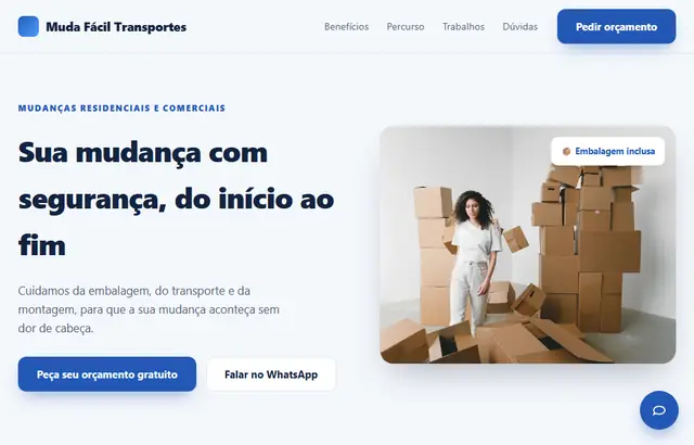 Captura da parte inicial da demonstração do modelo Mudanças