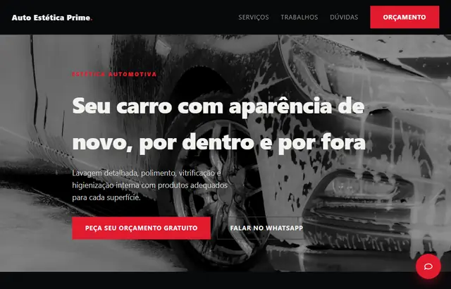 Captura da parte inicial da demonstração do modelo Estética automotiva