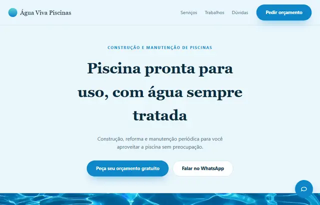 Captura da parte inicial da demonstração do modelo Piscinas
