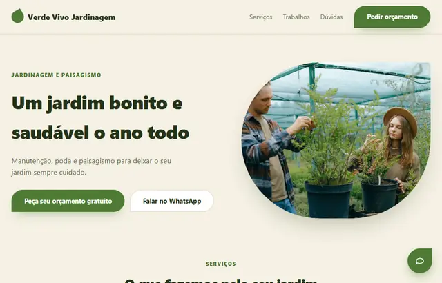 Captura da parte inicial da demonstração do modelo Jardinagem