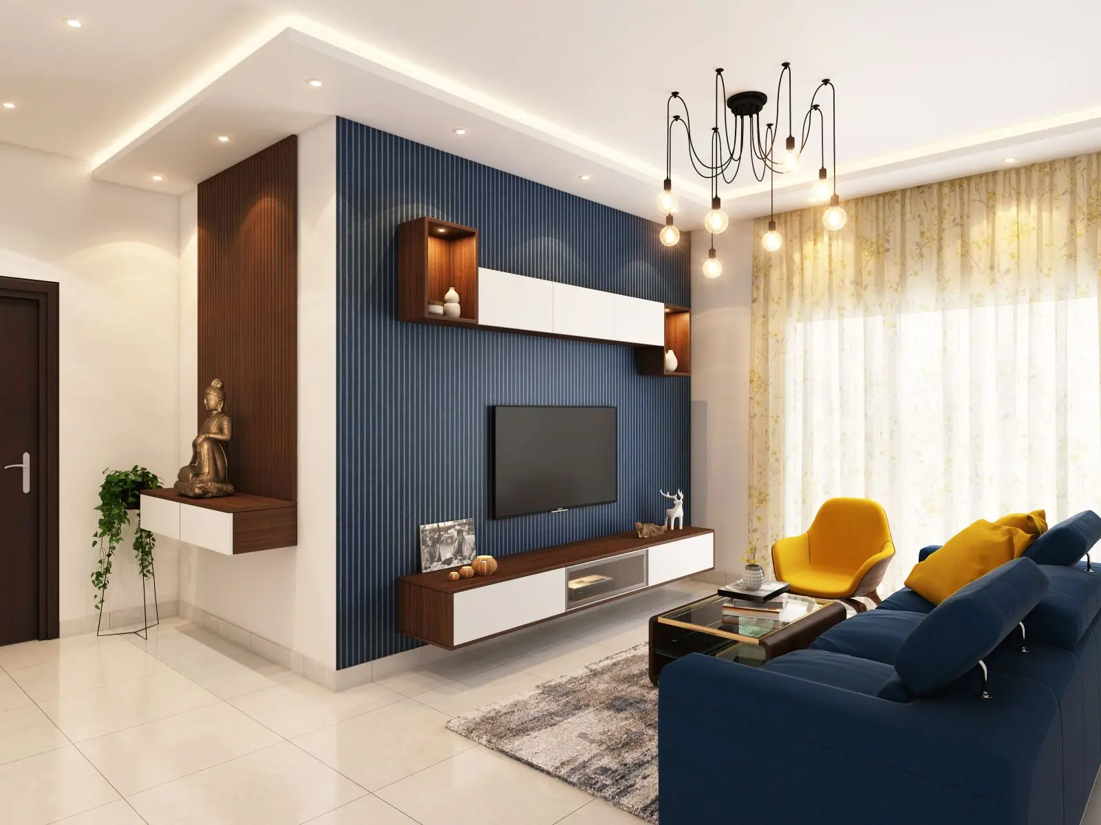 Sala de estar planejada com decoração moderna